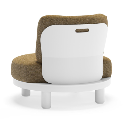 Donato loungestoel in wit aluminium met all weather cosytica Madagascar Walnut kussen