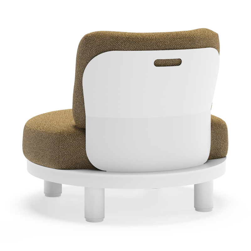 Donato loungestoel in wit aluminium met all weather cosytica Madagascar Walnut kussen