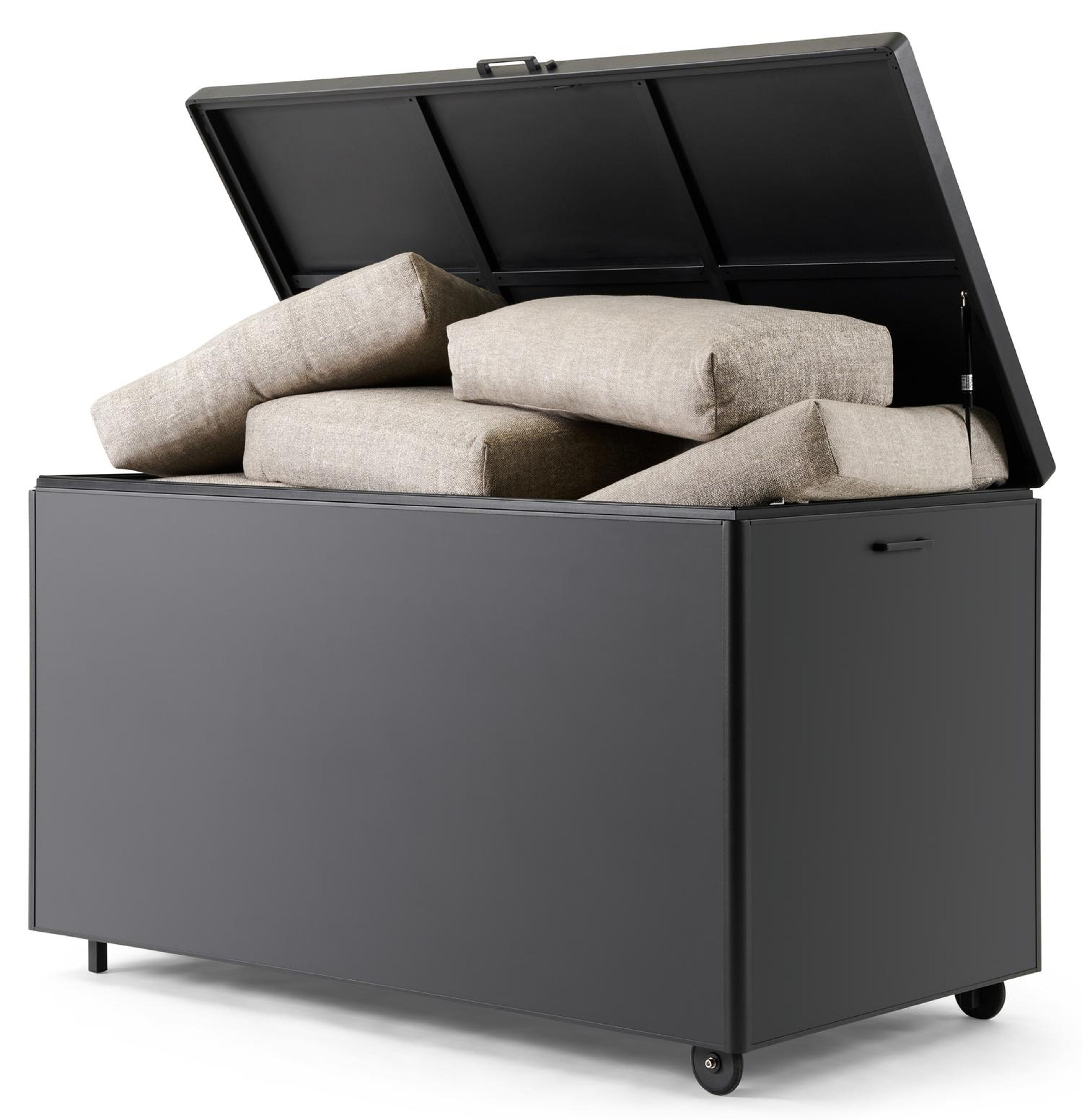 boîte de rangement de jardin aluminium noir Larg. 164 x Prof. 84 x H 99 cm