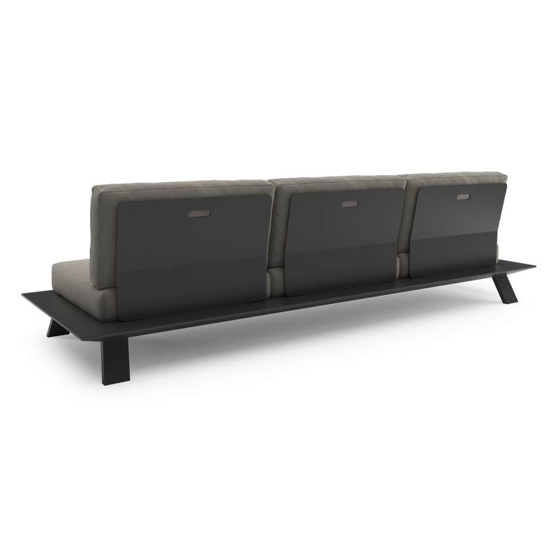 Cesano loungebank in zwart aluminium met lopi silver all weather Sunbrella® luxe kussen