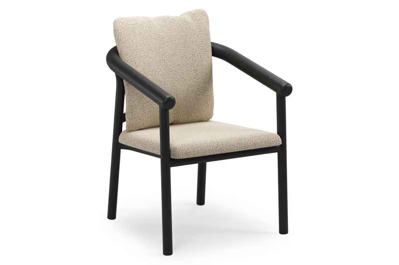 Amico stapelbare tuinstoel in zwart aluminium met stoelkussen in All Weather Cosytica Bora Forest