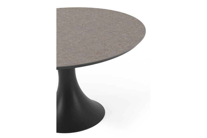 Fano tuintafel rond in zwart aluminium en volkeramiek wulong - Dia. 130 x H 75 cm
