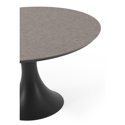 Fano tuintafel rond in zwart aluminium en volkeramiek wulong - Dia. 130 x H 75 cm