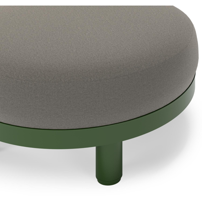 Donato lounge poef in groen aluminium met all weather sunbrella® luxe Natte Dark Taupe kussen