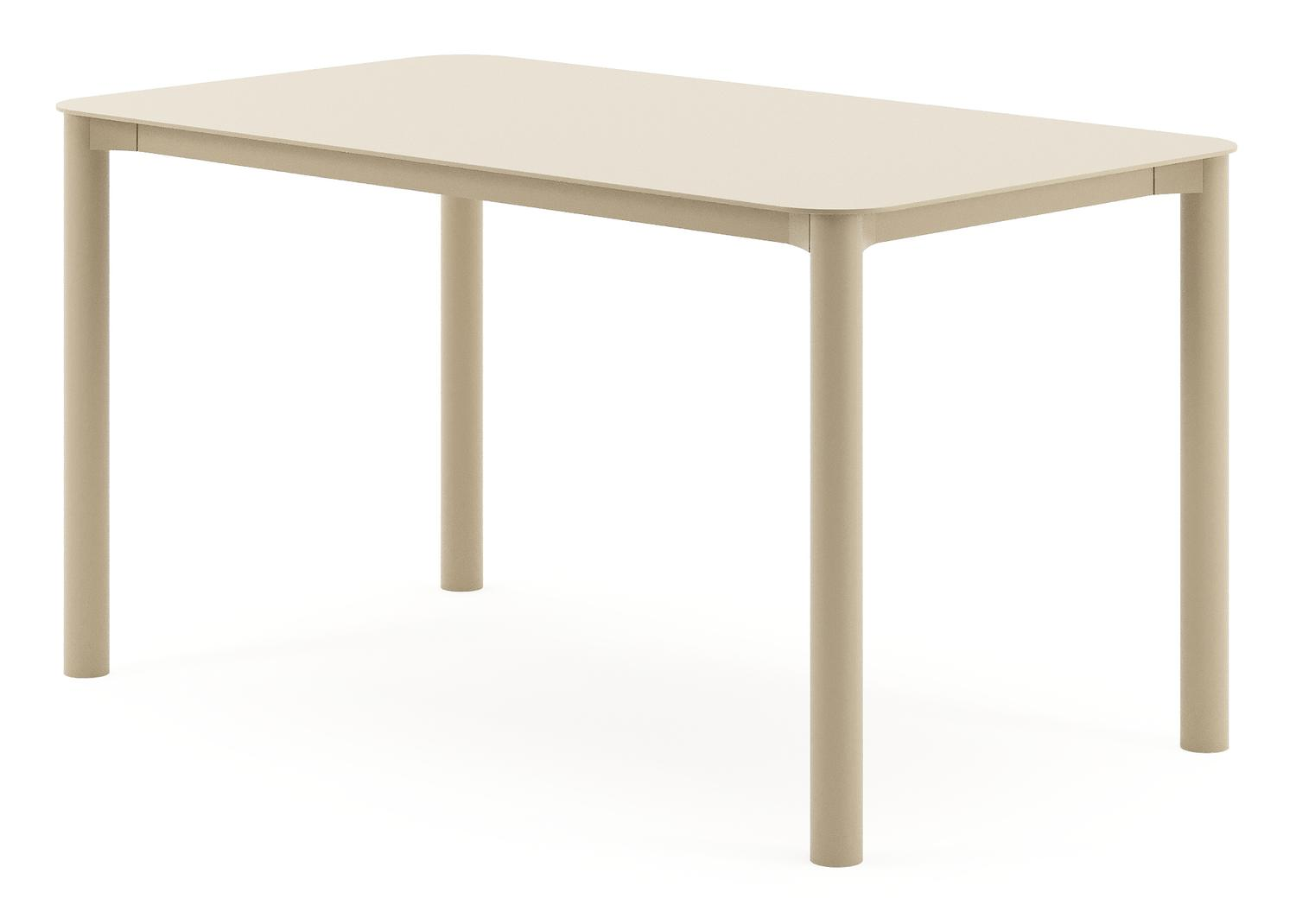Orso tuintafel rechthoekig afgerond in beige aluminium - L 140 x B 80 x H 74.5 cm