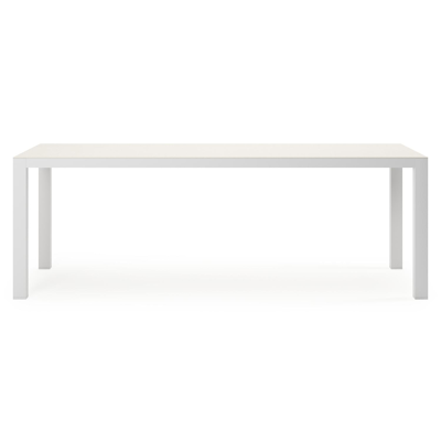 Varese tuintafel rechthoekig in wit aluminium en sintered stone Crema minerale - L 220 x B 92 x H 73.5 cm