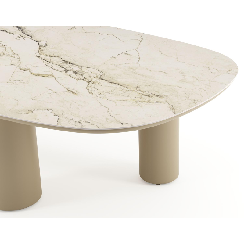 Amico tuintafel bombo xl in beige aluminium en volkeramiek Colorado Dunes - L 270 x B 148 x H 73.5 cm