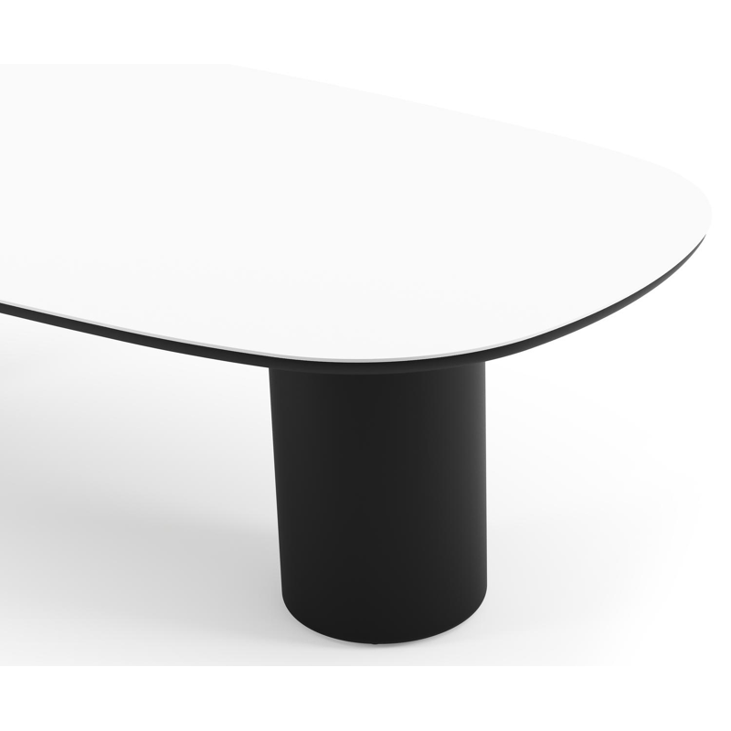 Amico tuintafel bombo in zwart aluminium en volkeramiek Arctic White - L 270 x B 125 x H 73.5 cm