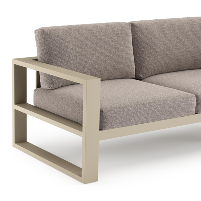 Verato loungehoek in beige aluminium met wander granite all weather sunbrella® luxe kussen