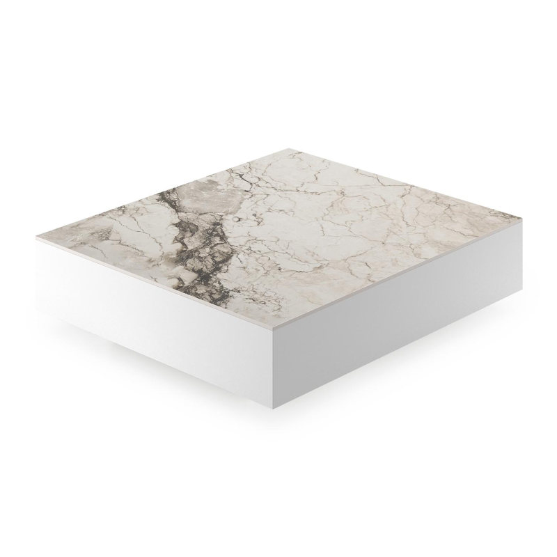 Como loungetafel in wit aluminium en colorado dunes volkeramiek - L 70 x B 80 x H 20 cm