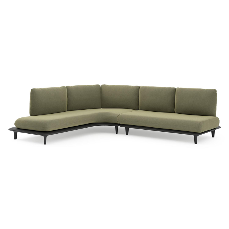 Bomero loungehoek in zwart aluminium met heritage leaf all weather sunbrella® luxe kussen