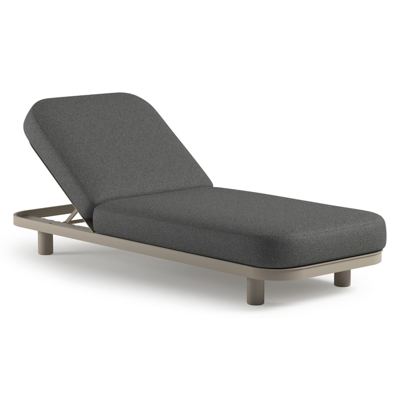 Chaise longue réglable Donato en aluminium beige avec All Weather Cosytica catania black coussin