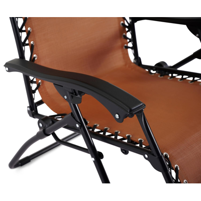 Set van 2 verstelbare Lira relaxstoelen in zwart staal en pumpkin textilene