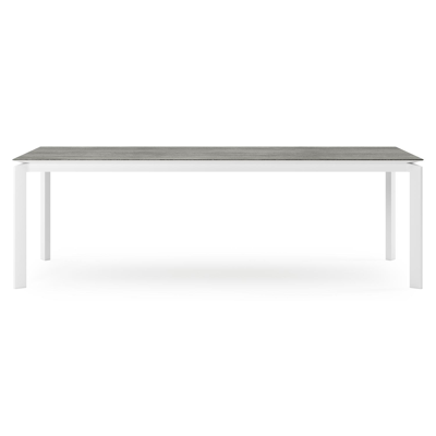 Cirello tuintafel rechthoekig in wit aluminium en volkeramiek Aspen Grey - L 240 x B 100 x H 75 cm