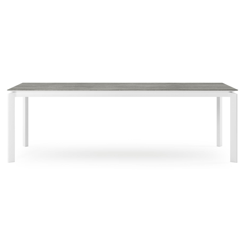 Cirello tuintafel rechthoekig in wit aluminium en volkeramiek Aspen Grey - L 240 x B 100 x H 75 cm