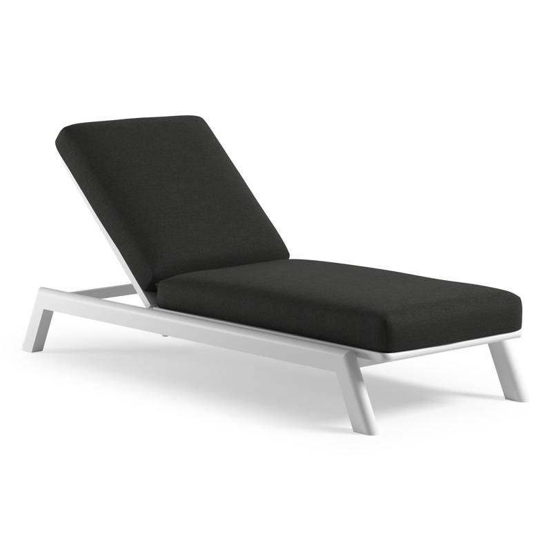 Cirello verstelbaar ligbed met pompsysteem in wit aluminium met chartres sooty all weather Sunbrella® luxe kussen