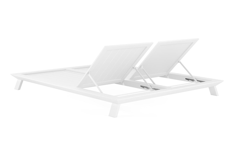 Cesano verstelbaar dubbel ligbed in wit aluminium met chartres pewter all weather sunbrella® luxe kussens