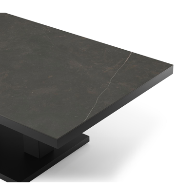 Cirello Pop up loungetafel in zwart aluminium en zwart volkeramiek - L 140 x B 80 x H 71,6 cm