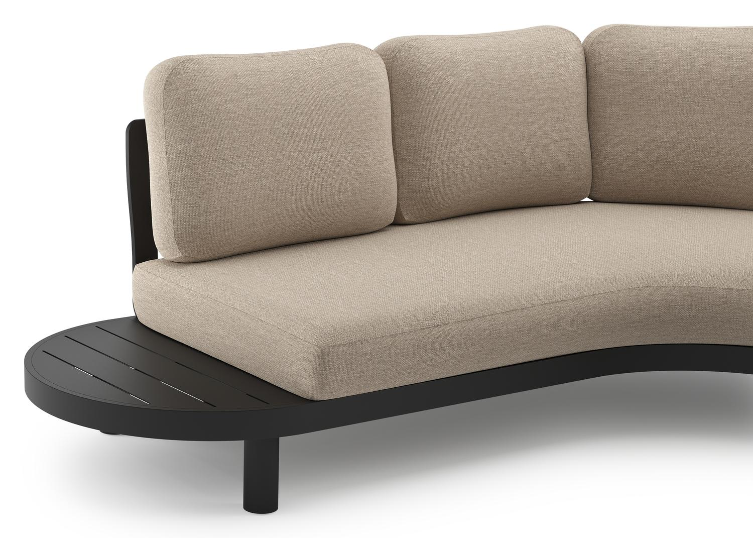 Palma loungehoek in zwart aluminium met rustic weather+ softtouch kussen