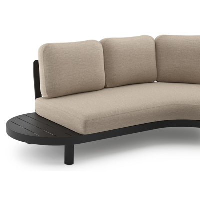 Salon de jardin d'angle Palma en aluminium noir et coussins en weather+ softtouch rustic