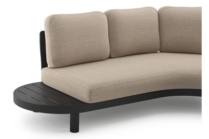 Palma loungehoek in zwart aluminium met rustic weather+ softtouch kussen