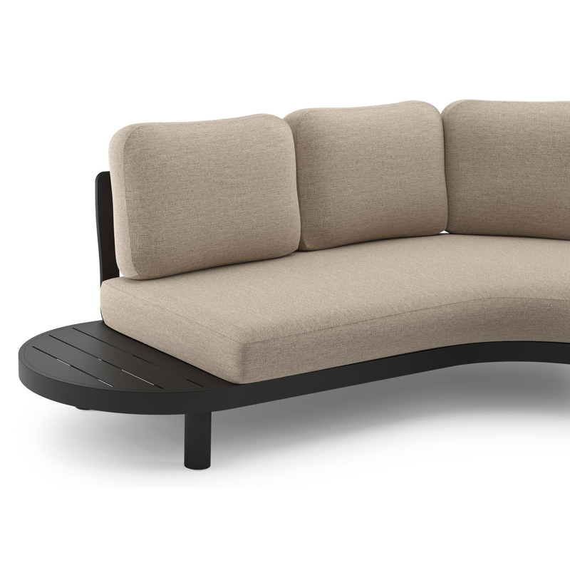 Palma loungehoek in zwart aluminium met rustic weather+ softtouch kussen