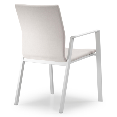 Chaise de jardin Madura en aluminium blanc et textilène confort beige