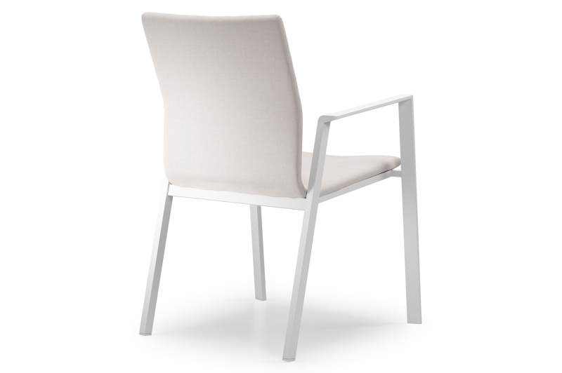 Varese tuinset in wit aluminium en teak met 6 Madura tuinstoelen