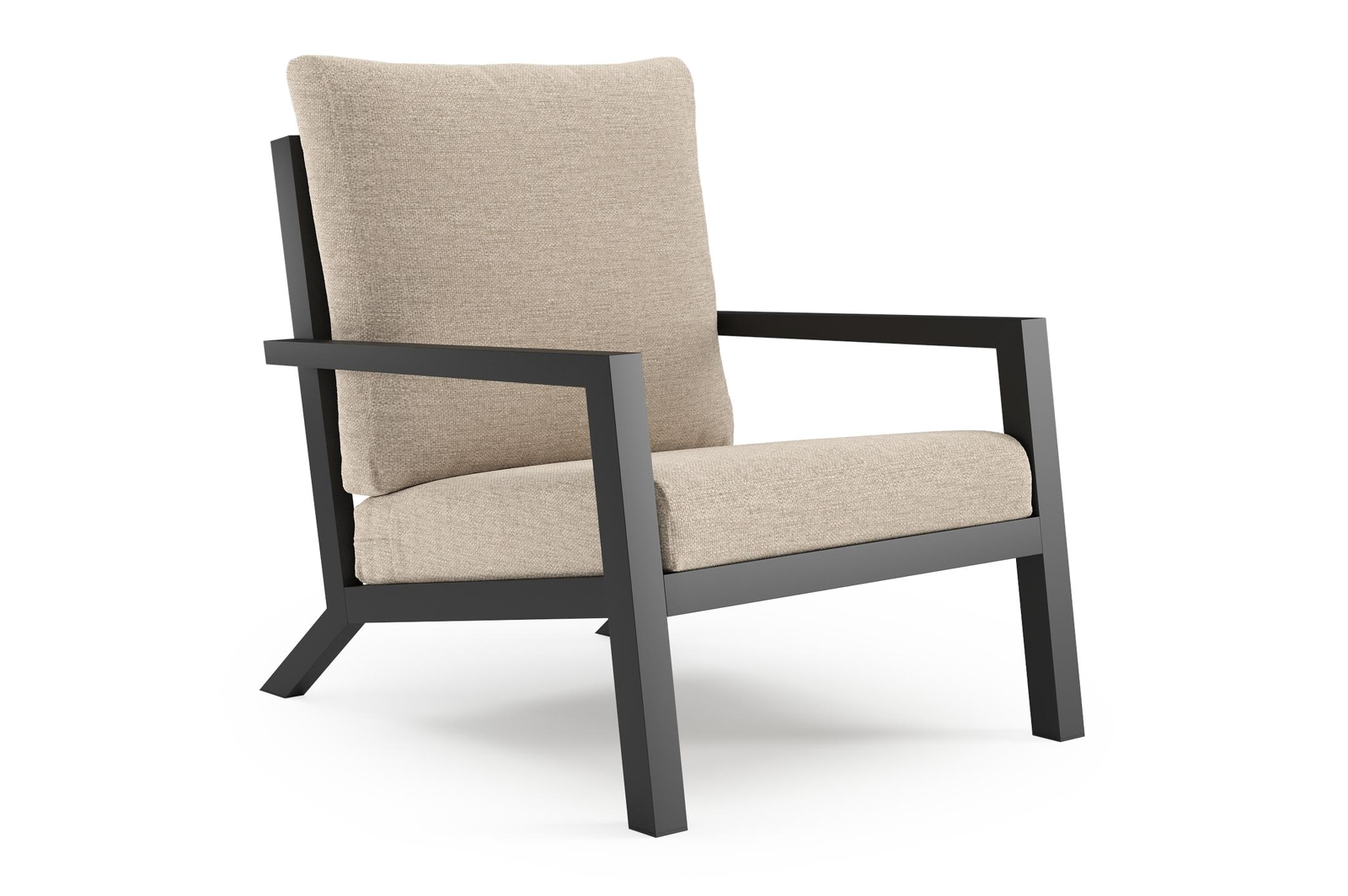 Arnes loungestoel in zwart aluminium met rustic weather+ softtouch kussen