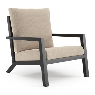 Arnes loungestoel in zwart aluminium met rustic weather+ softtouch kussen