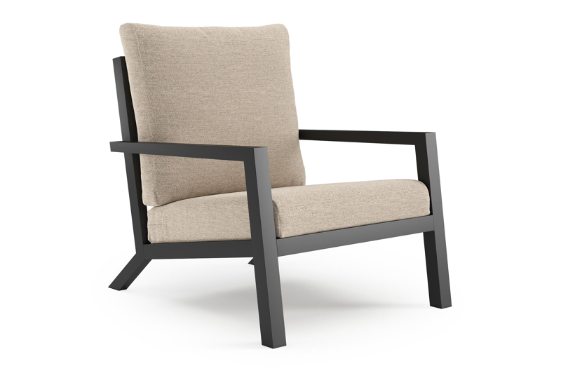 Arnes loungestoel in zwart aluminium met rustic weather+ softtouch kussen