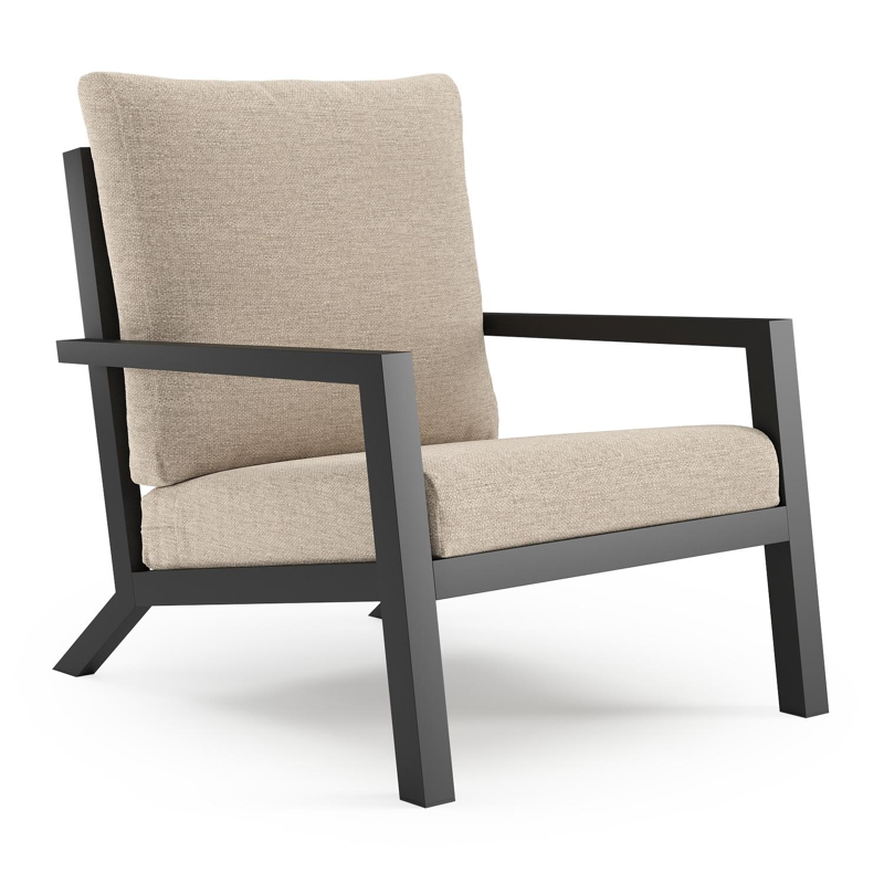 Arnes loungestoel in zwart aluminium met rustic weather+ softtouch kussen