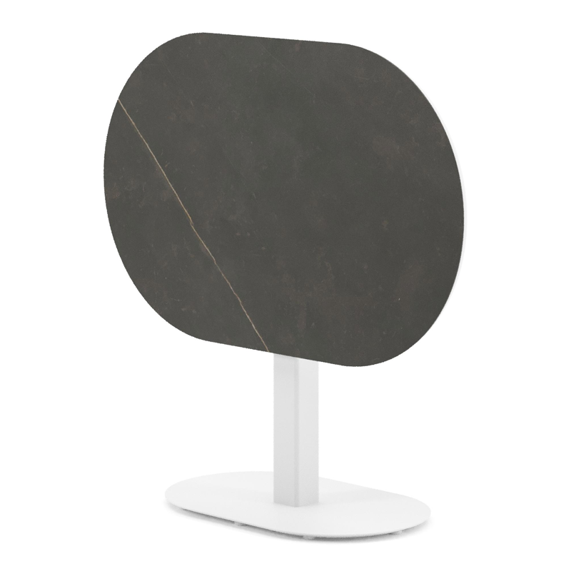 Teramo kantelbare tuintafel bombo in wit aluminium en volkeramiek Calatorao - L 110 x B 70 x H 74 cm