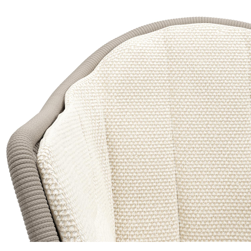 Pagino tuinstoel in wit aluminium en beige verticaal geweven ronde rope met zitkussen in All Weather Cosytica Althea Off White