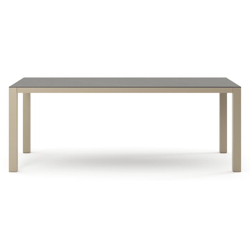 Table de jardin Como rectangulaire en aluminium beige et céramique pleine Calatorao - Lg. 200 x Lrg. 100 x Haut. 73 cm