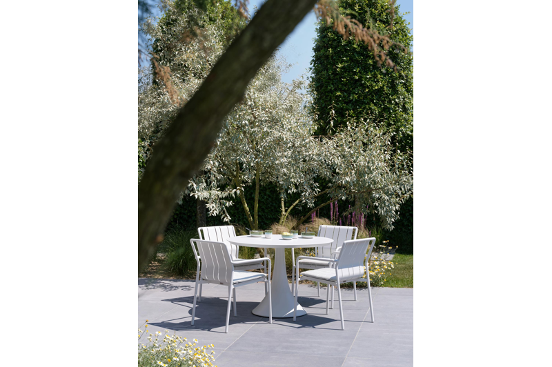 Fano tuintafel rond in wit aluminium - Dia. 110 x H 75 cm