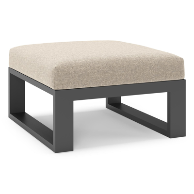 Verato poef in zwart aluminium met chartres pewter all weather sunbrella® luxe kussen