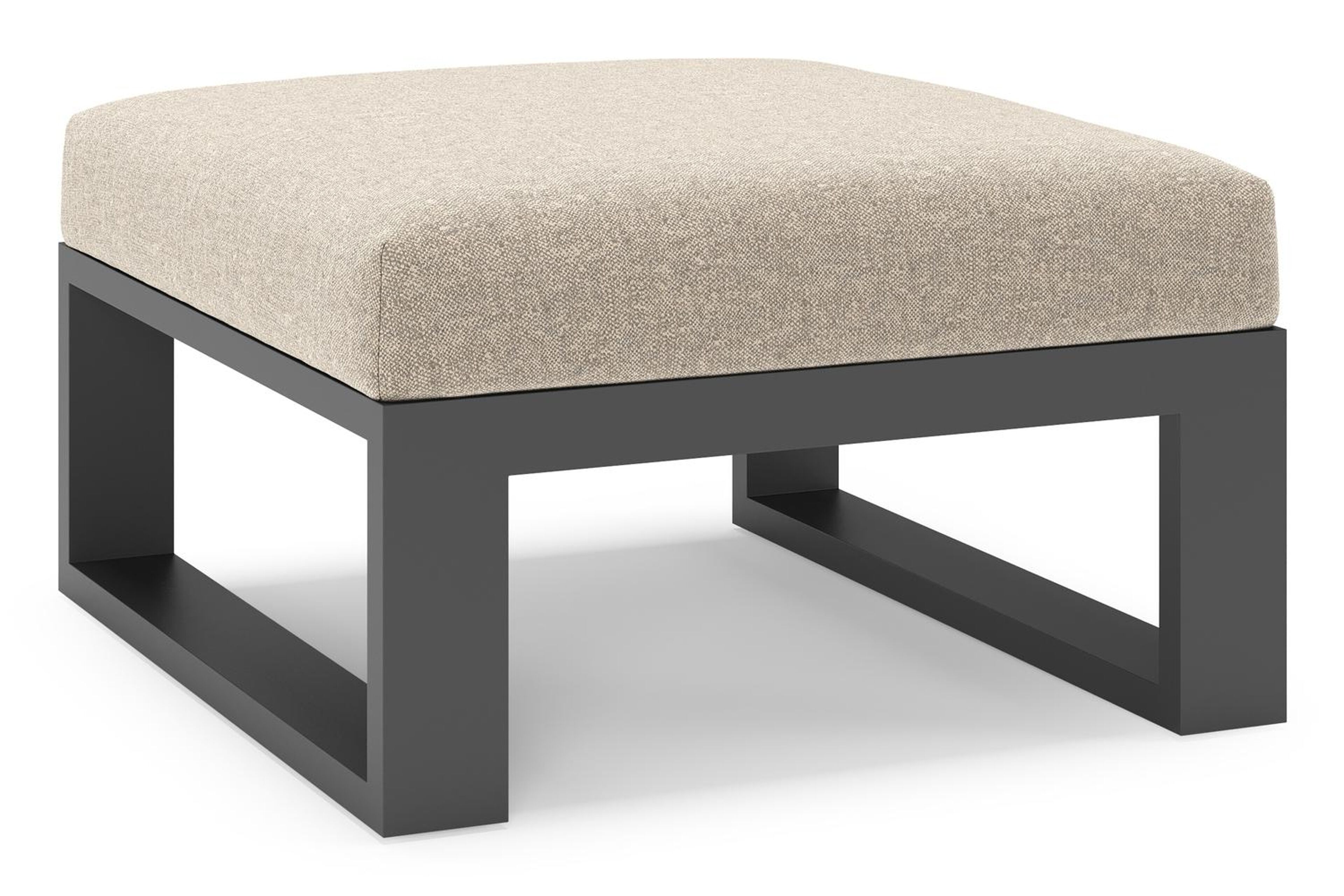 Pouf Verato en aluminium noir et coussins en all weather sunbrella® luxe chartres pewter