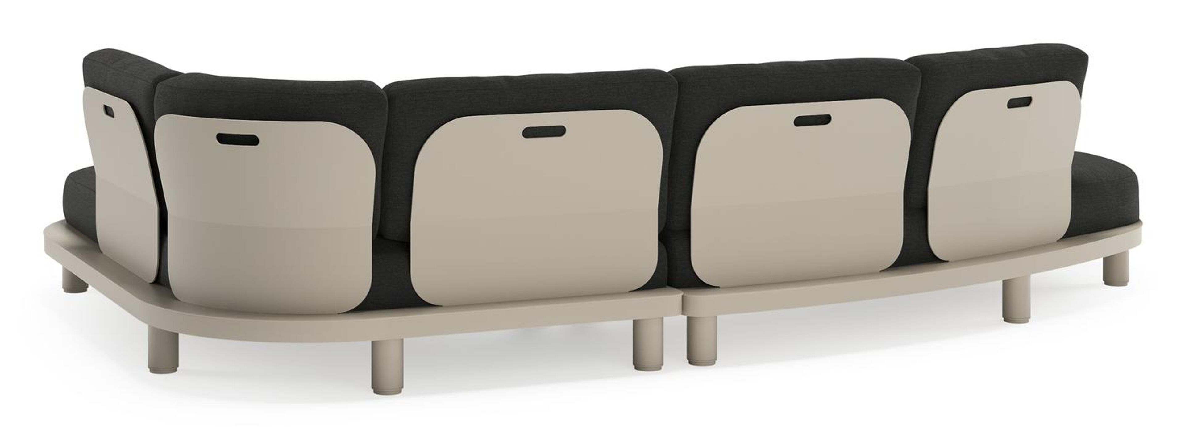 Donato loungehoek in beige aluminium met all weather sunbrella® luxe Chartres Sooty kussen