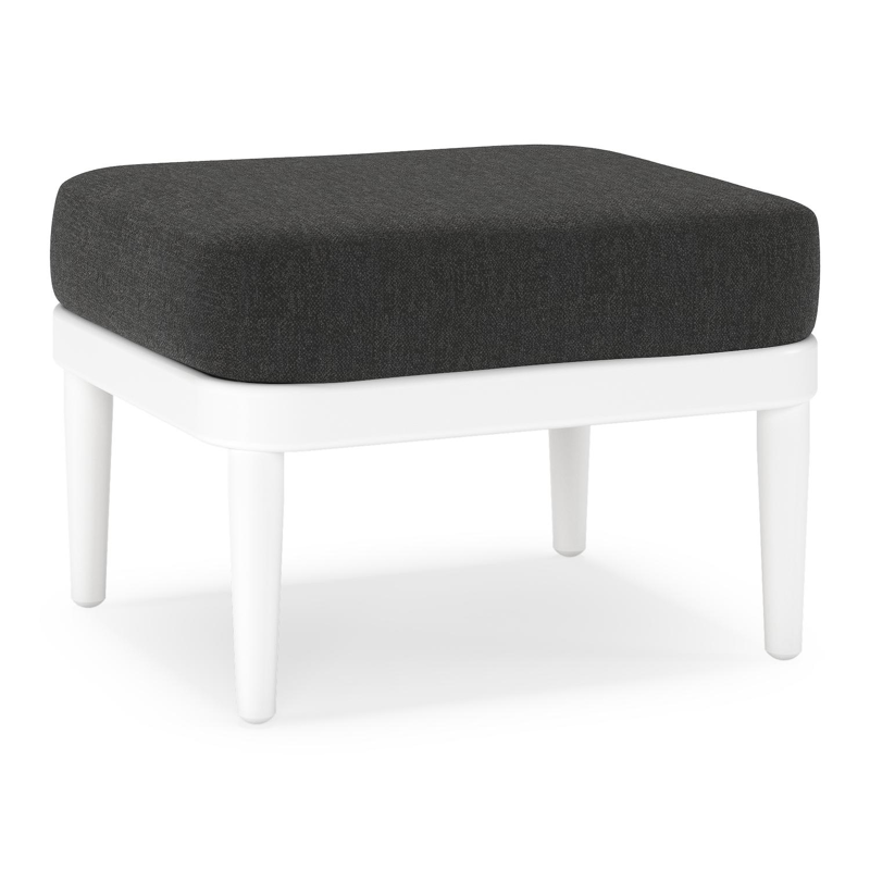 Pouf Orso en aluminium blanc et coussins en all weather sunbrella® luxe Chartres Sooty