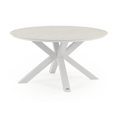 Nano (Trivento) tuintafel in wit aluminium en volkeramiek shilin - Dia. 148 x H 76 cm