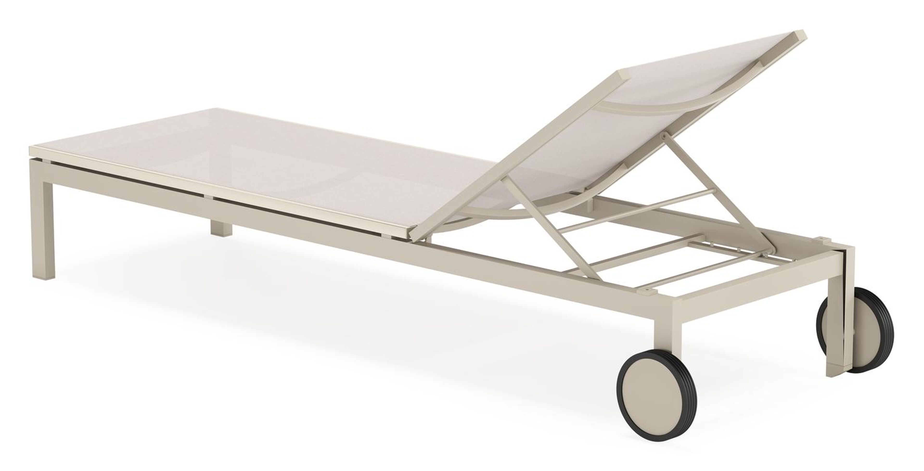 Caravelle verstelbaar ligbed in beige aluminium en beige single textileen