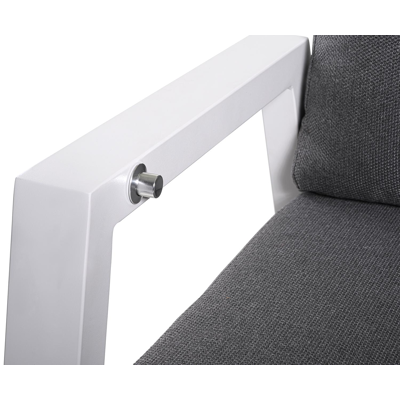 Mismo loungeset met verstelbare rugleuning in wit aluminium met grijs polyester kussens