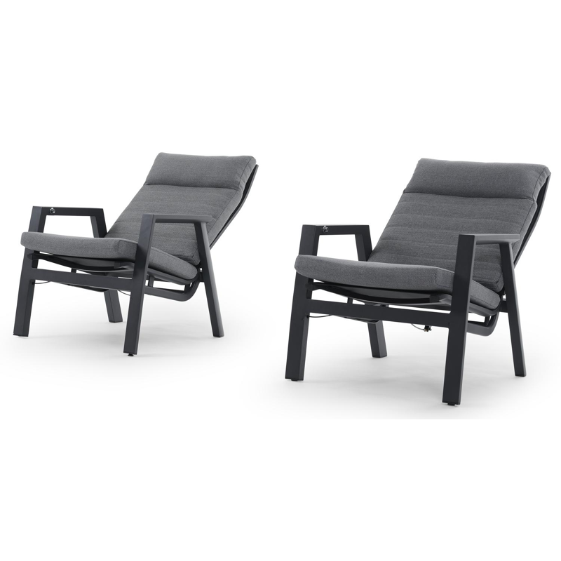 Prato balkonset in zwart aluminium met grijs weather+ textilene kussens