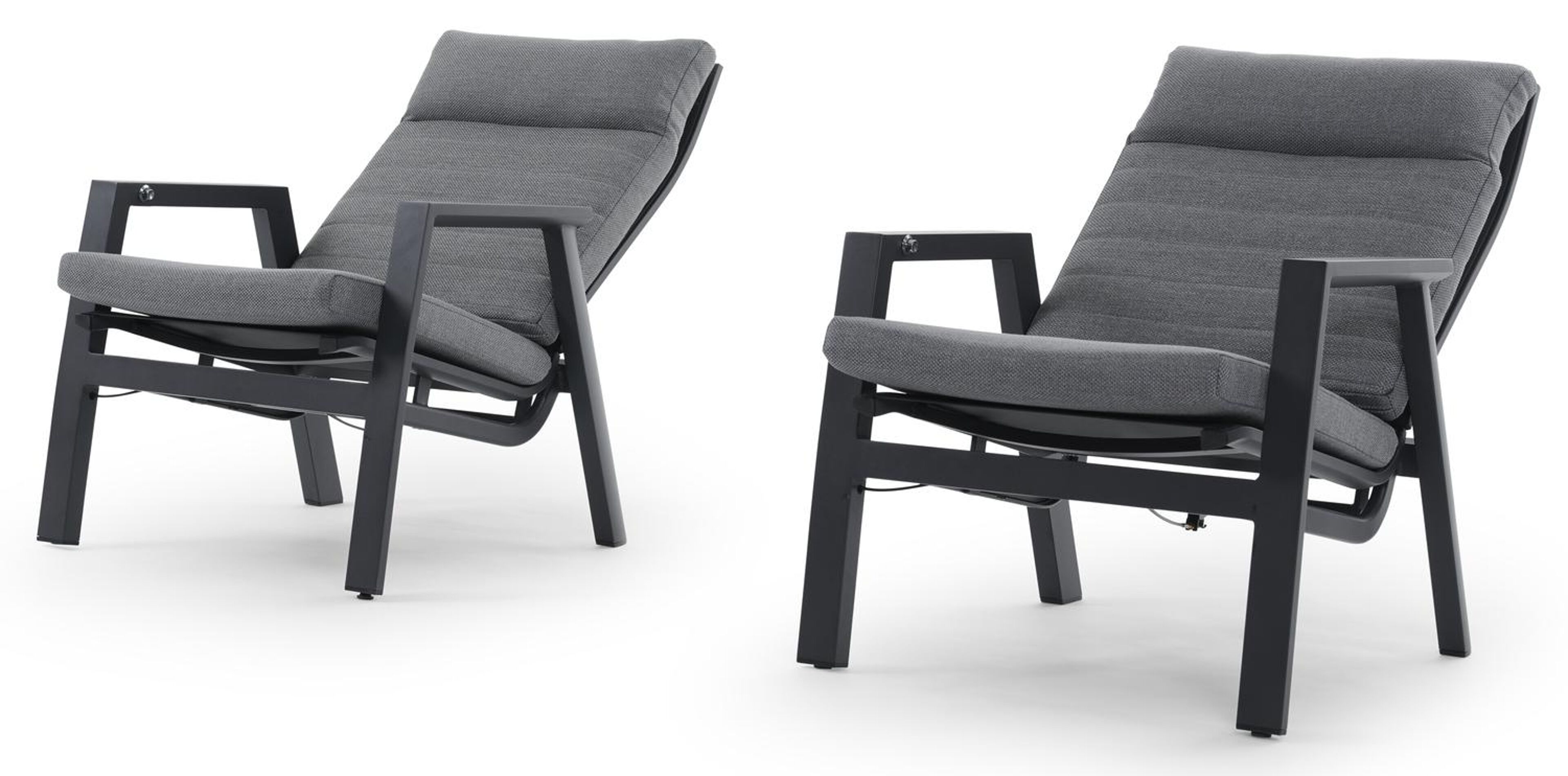 Prato balkonset in zwart aluminium met grijs weather+ textilene kussens