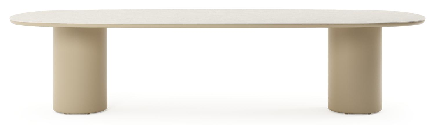 Amico tuintafel bombo in beige aluminium en volkeramiek Shilin - L 320 x B 130 x H 73.5 cm