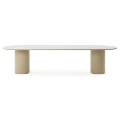 Amico tuintafel bombo in beige aluminium en volkeramiek Shilin - L 320 x B 130 x H 73.5 cm