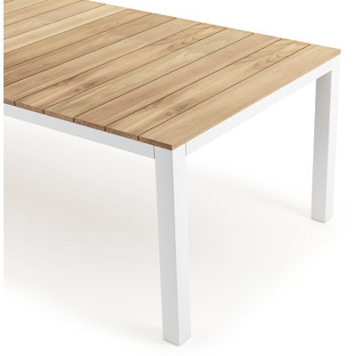 Capri tuintafel in wit aluminium en teak - L 280 x B 110 x H 75 cm