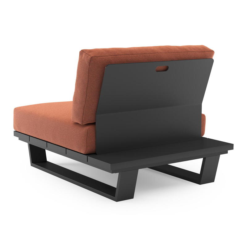 Pagino loungestoel in zwart aluminium met heritage rust all weather sunbrella® luxe kussen