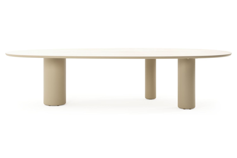 Amico tuintafel mango in beige aluminium en volkeramiek Travertino Bianco - L 320 x B 140 x H 73.5 cm